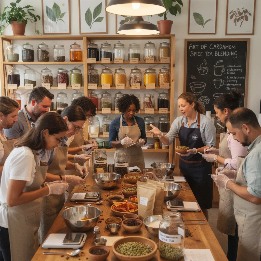 Meleg tea, amelyet fűszerek díszítenek, élénk színekben pompázva.