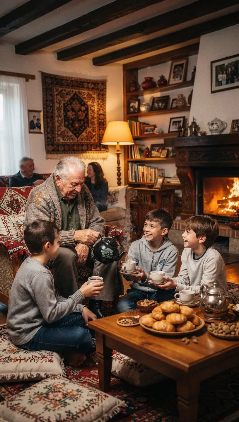 Kardamom tea, gyönyörűen tálalva egy elegáns bögre mellett.