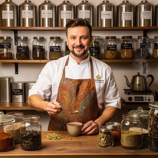Fűszeres kardamom tea csészében, gőzölgő aromákkal.